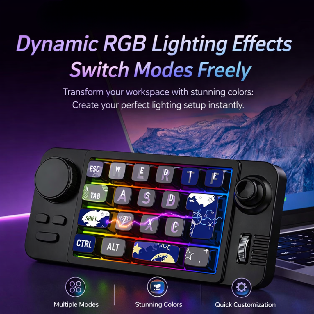 3 Mode Wireless Mechanical Macro Keyboard 19 Key RGB Backlit Programmable Keypad