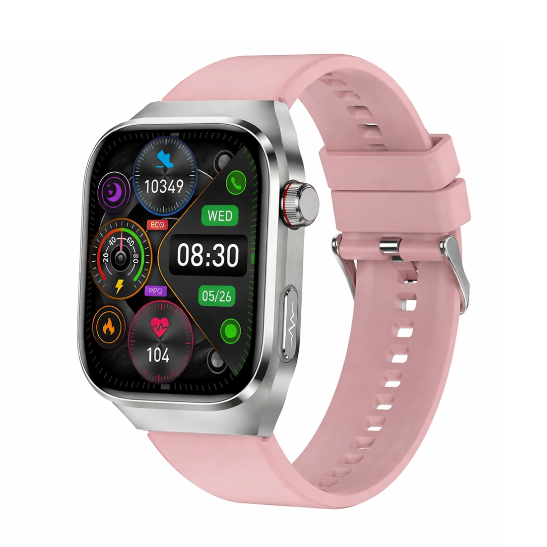 Smart Fitness Watch with AMOLED Display, Heart Rate Tracking, Bluetooth Call, Waterproof