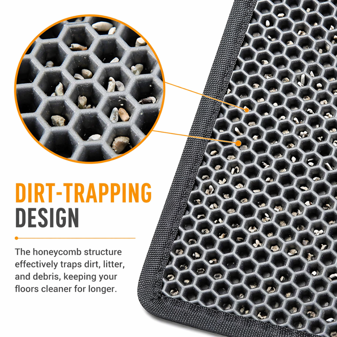 Grey Waterproof Cat Litter Mat Double Layer Non Slip Pet Pad Easy Clean Design