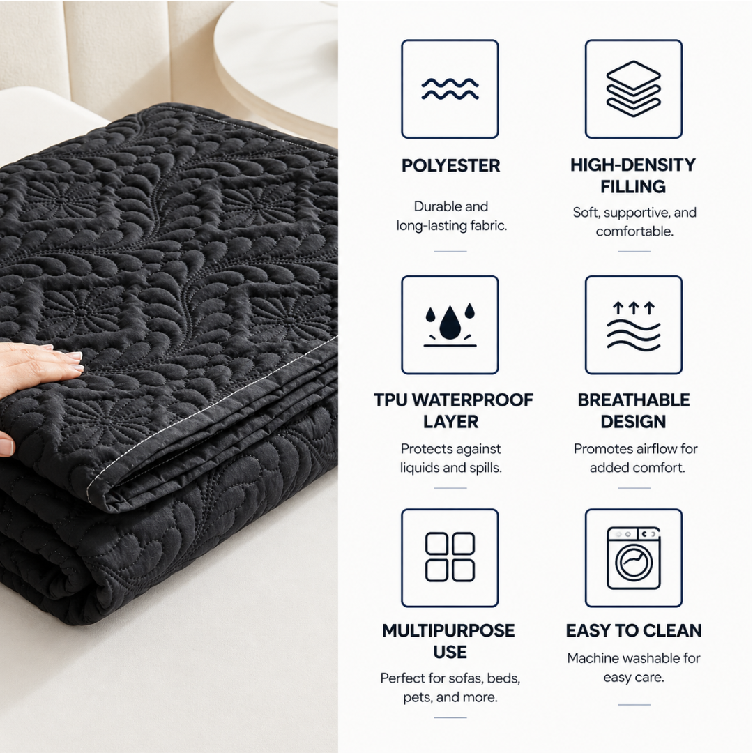 Black Waterproof Pet Blanket Non-Slip Furniture Cover Mat for Dogs and Cats