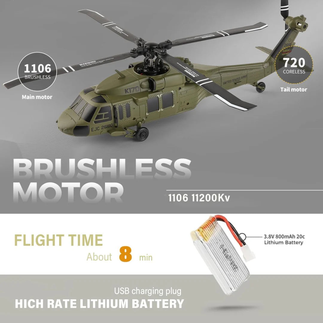 Remote Control Helicopter 4 Channel Brushless Motor with USB Charging