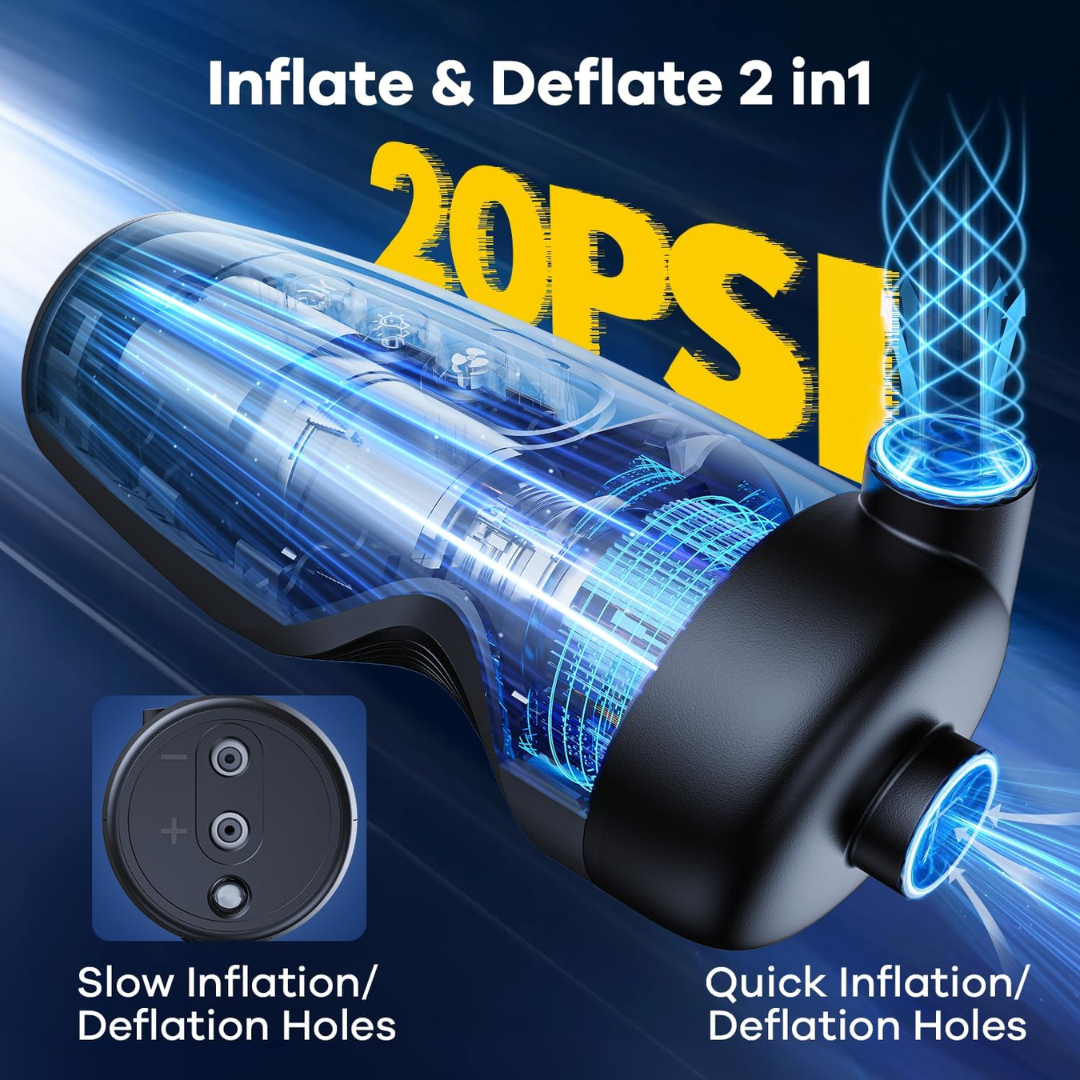 Wireless Portable Air Pump 20PSI Electric Inflator with Light for Outdoor Use