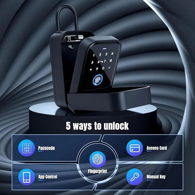 IP65 Waterproof Smart Key Lock Box with Password, Fingerprint & Card Access