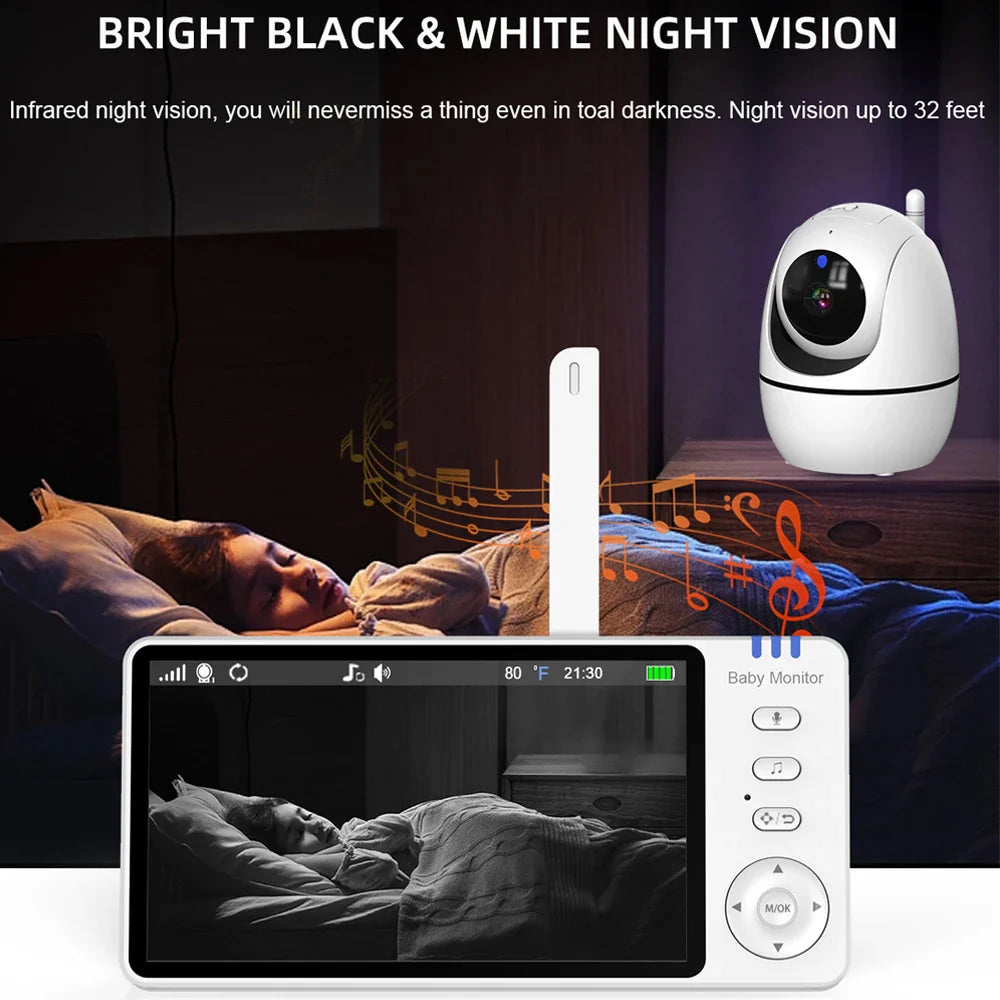 5" Indoor Video Monitoring Camera with PTZ, 4X Zoom, 2-Way Audio and Temperature Sensor