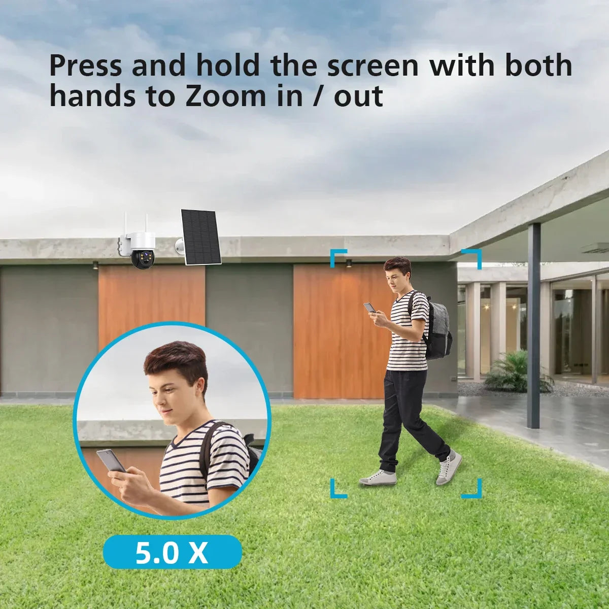 Solar Powered Outdoor 4MP HD Security Camera with PTZ Rotation, Night Vision and Wireless Monitoring