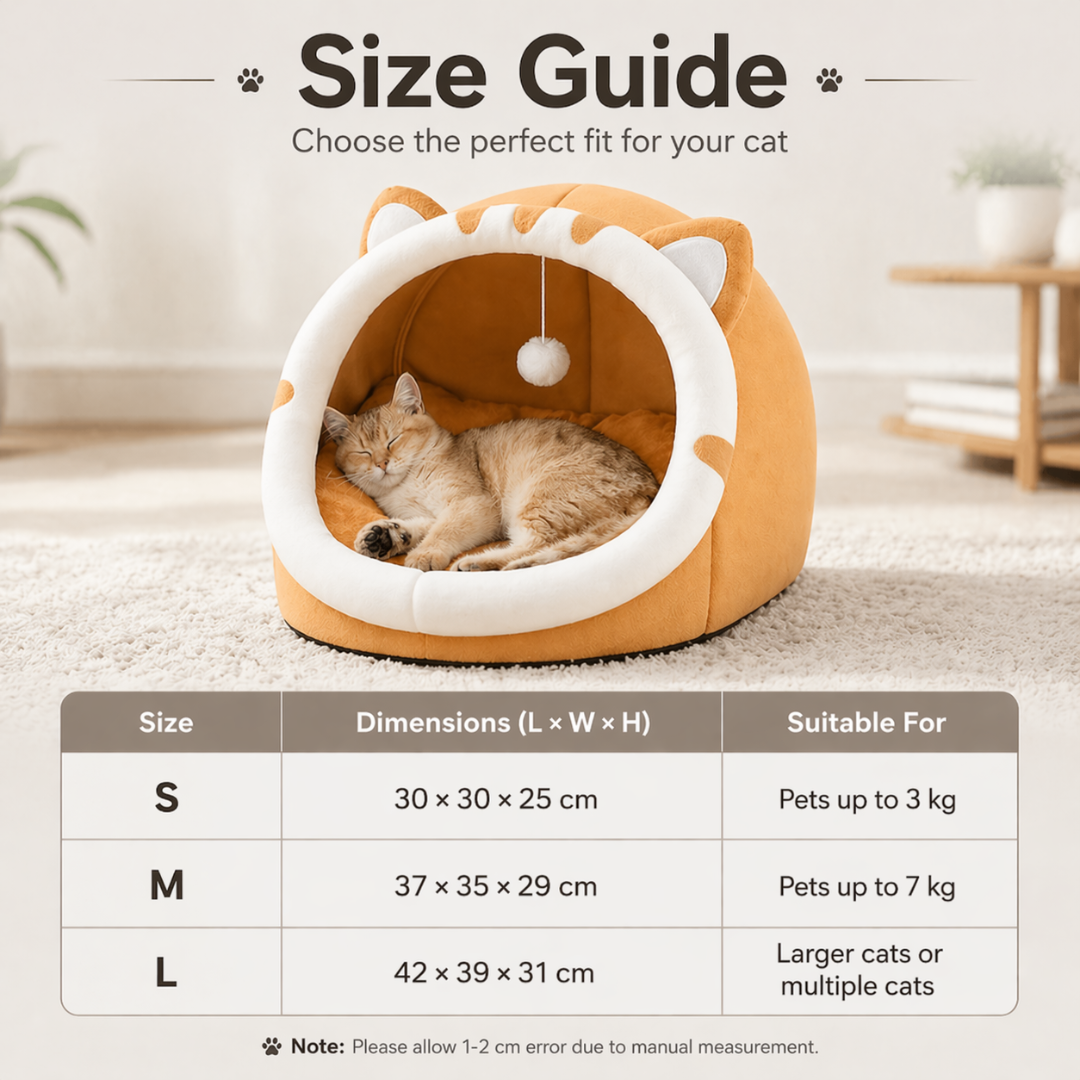Yellow Cotton Cat Bed Enclosed Pet House Soft Cushion Nest for Cats and Small Dogs