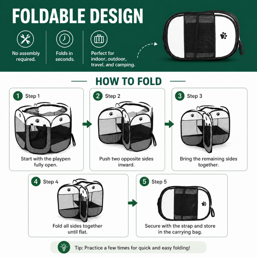 Foldable Pet Playpen Oxford Cloth Portable Pet Tent Fence for Cats and Small Dogs