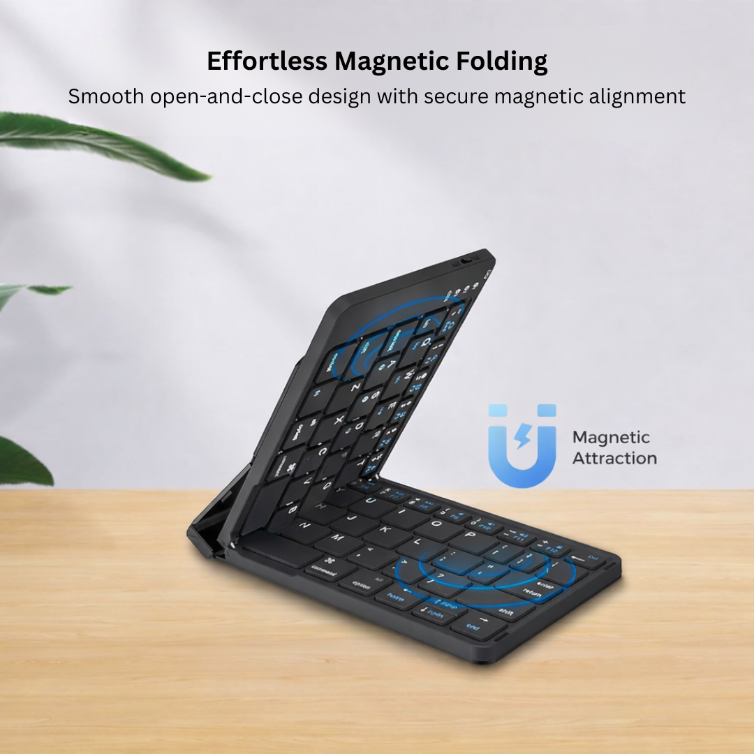 Foldable Bluetooth Keyboard Rechargeable Wireless Keyboard Portable Multi Device for Tablet Laptop