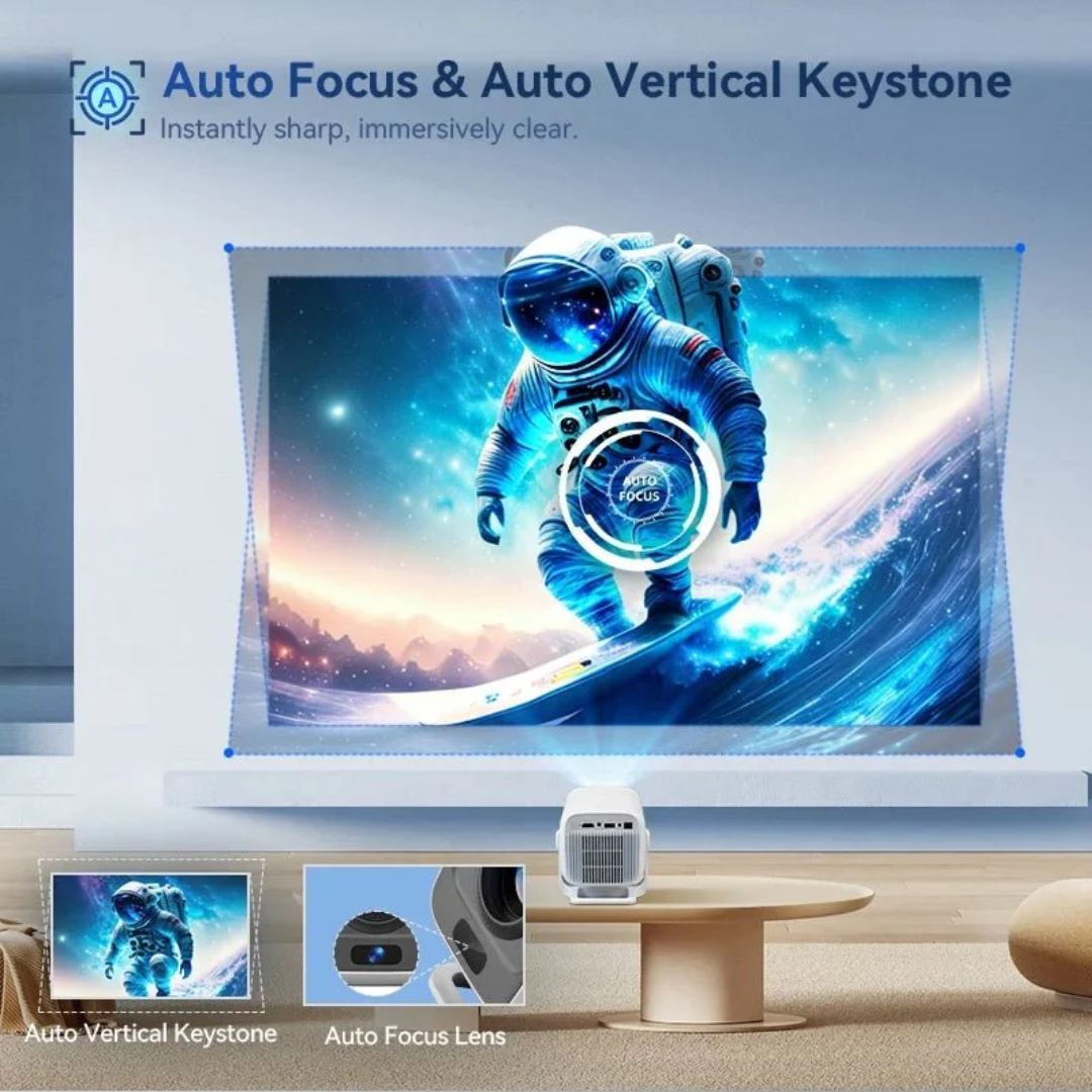 4K Android Projector Portable Auto Focus 600 ANSI LED Video Projector with Bluetooth