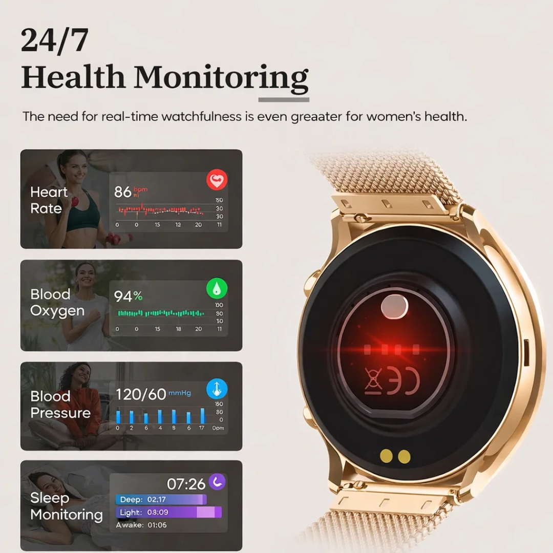 AMOLED Smart Watch with Bluetooth Call, Waterproof Fitness Tracker, Rechargeable Design