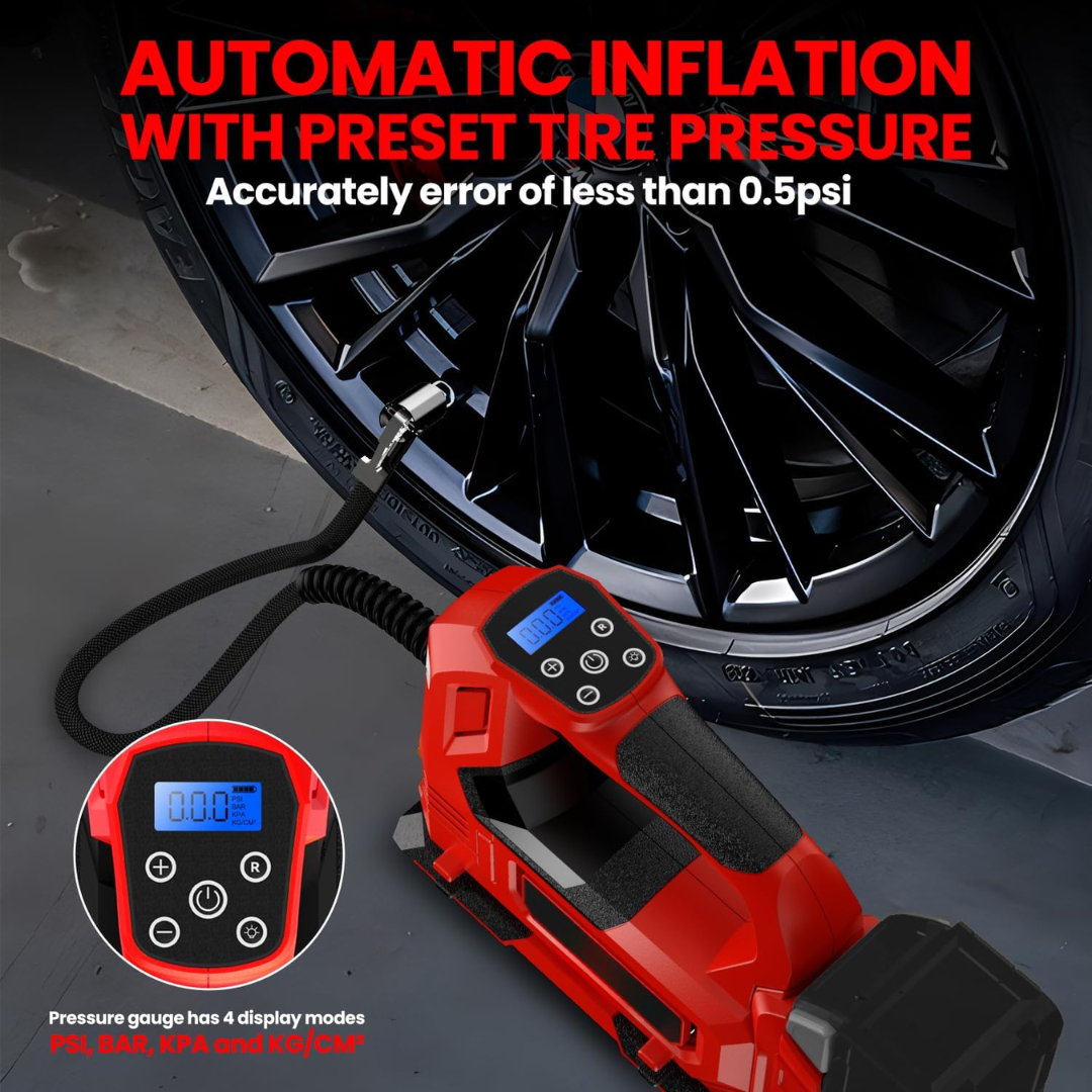 Portable Digital Air Compressor Pump 150 PSI with LED Light Compatible with Milwaukee 18V Battery