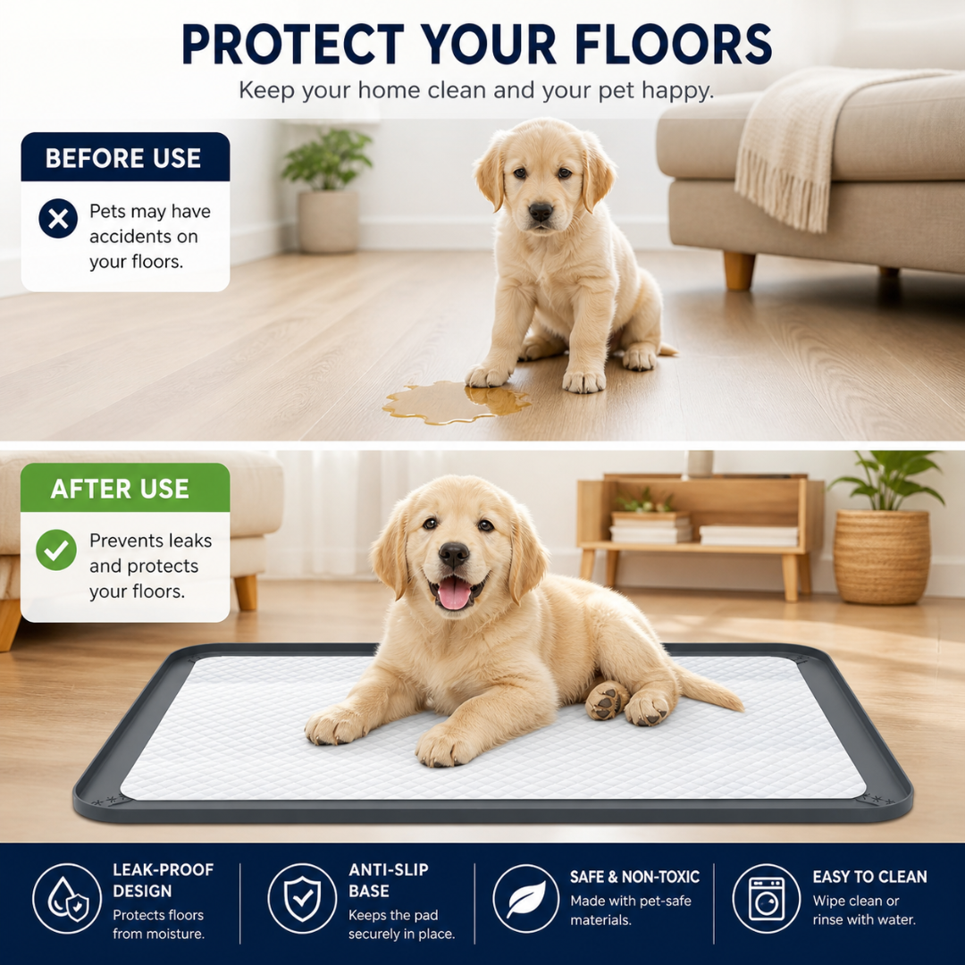 Silicone Pet Training Pad Holder Waterproof Tray with Raised Edge for Dogs