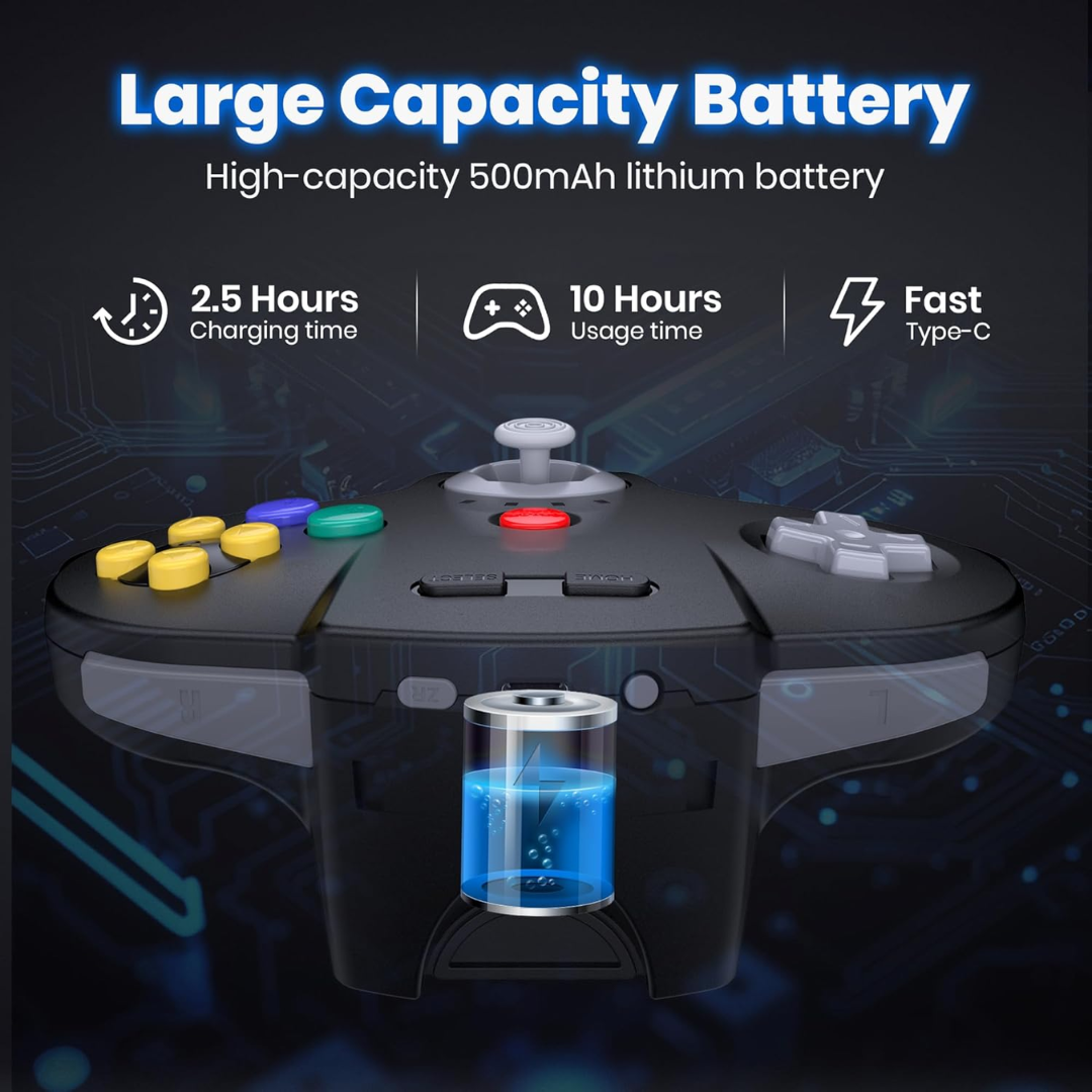 Wireless Game Controller 2.4GHz Compatible with N64 Switch PC Mac USB Plug and Play