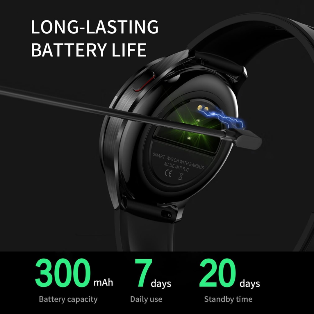 2-in-1 Smartwatch with Wireless Earbuds 1.39" Bluetooth Fitness Tracker Call Music Waterproof