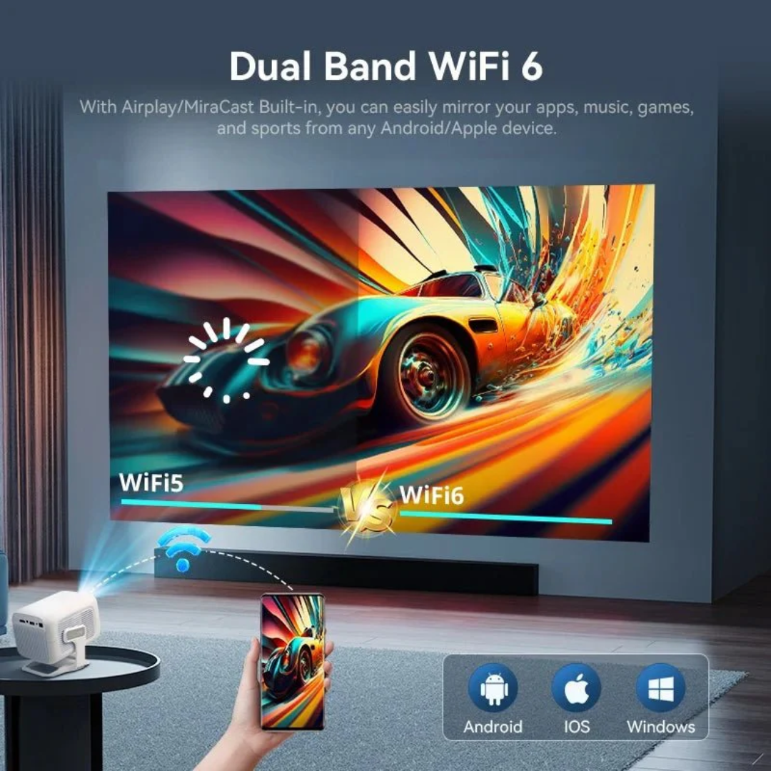 4K Android Projector Portable Auto Focus 600 ANSI LED Video Projector with Bluetooth