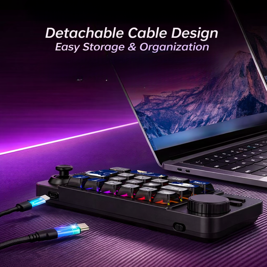 3 Mode Wireless Mechanical Macro Keyboard 19 Key RGB Backlit Programmable Keypad
