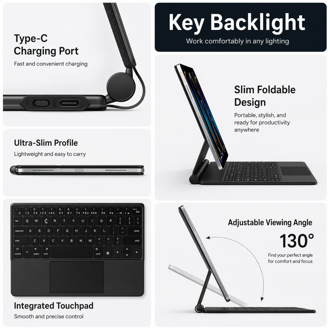 Magnetic Stand Backlit Keyboard with Touchpad Samsung Galaxy Tab  S11 11" (2025)
