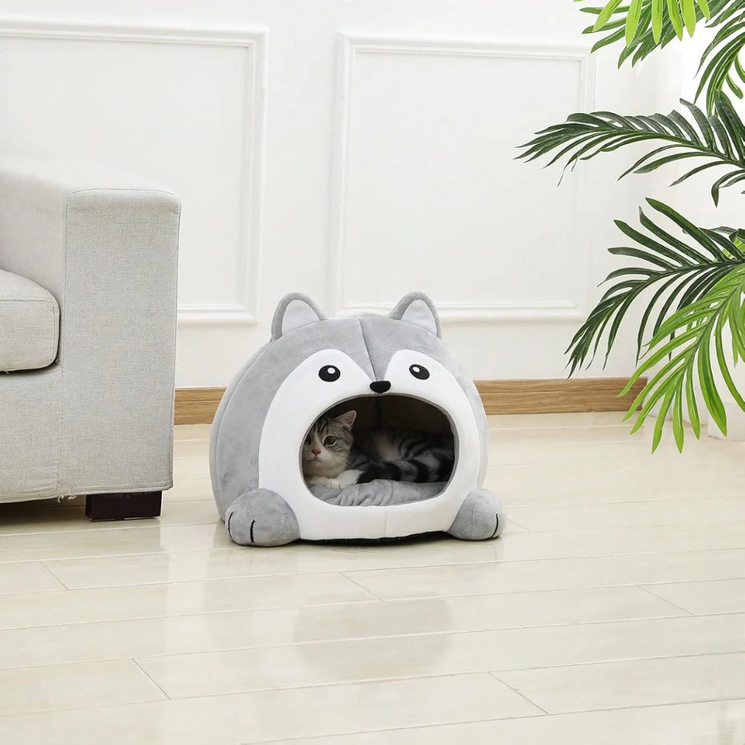 Light Grey Indoor Plush Pet Cushion Lounger Bed for Cats and Small Dogs