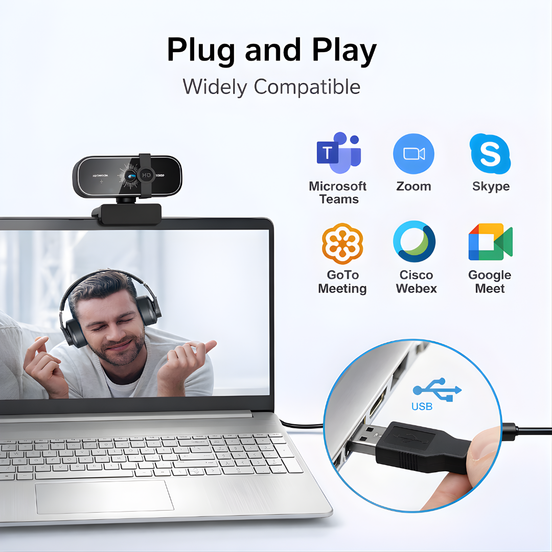 4K Webcam with Microphone Auto Zoom USB Plug and Play with Remote Control Privacy Cover for PC Laptop