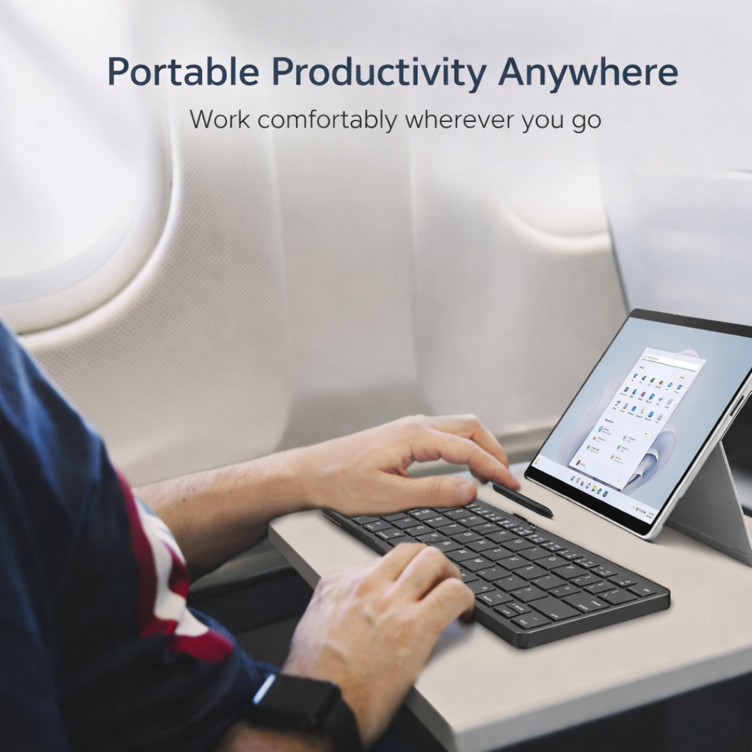 Foldable Bluetooth Keyboard Rechargeable Wireless Keyboard Portable Multi Device for Tablet Laptop