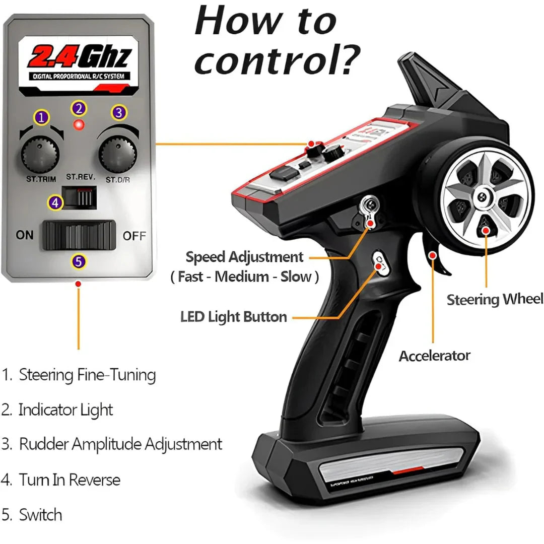 1:16 RC Monster Truck 70km/h Off Road RC Car with LED Lights