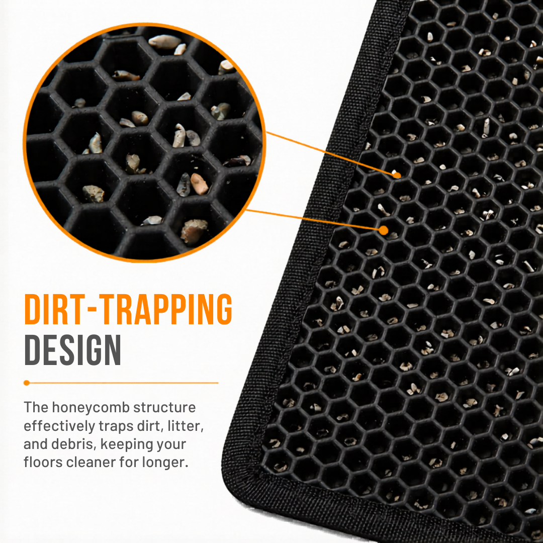 Black Double Layer Cat Litter Pad Waterproof Non Slip Pet Mat Easy Clean