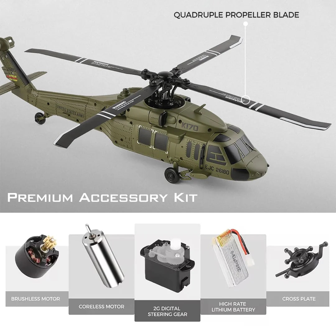 Remote Control Helicopter 4 Channel Brushless Motor with USB Charging