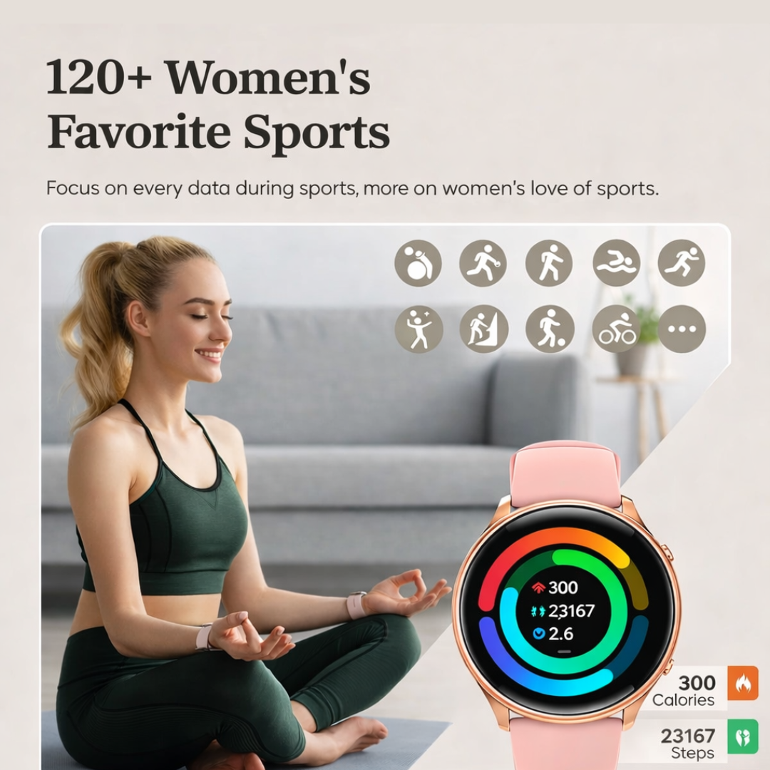 AMOLED Smart Watch with Bluetooth Call, Waterproof Fitness Tracker, Rechargeable Design