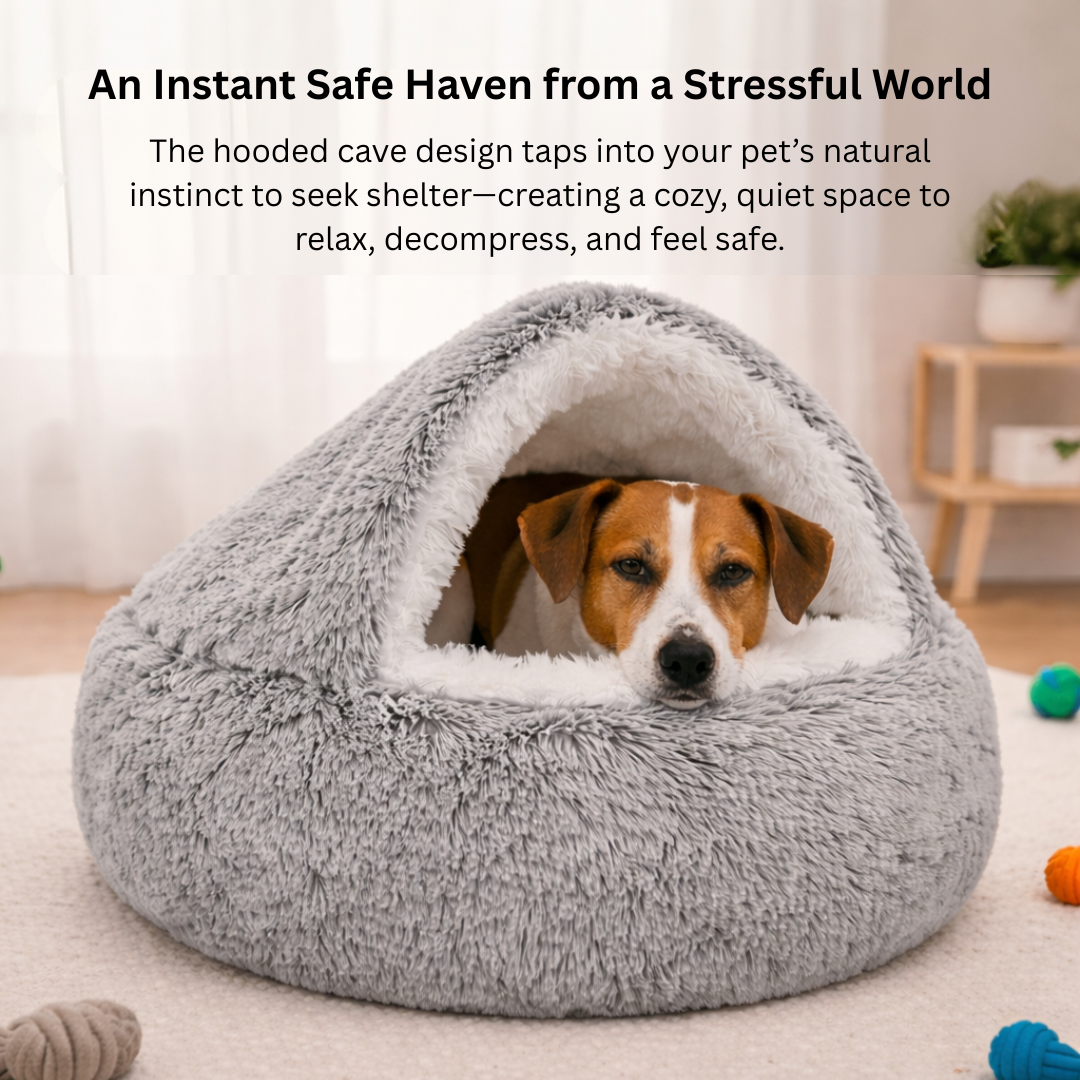 Brown Soft Plush Pet Cushion Round Cat Nest Bed with Covered Design for Indoor Pets