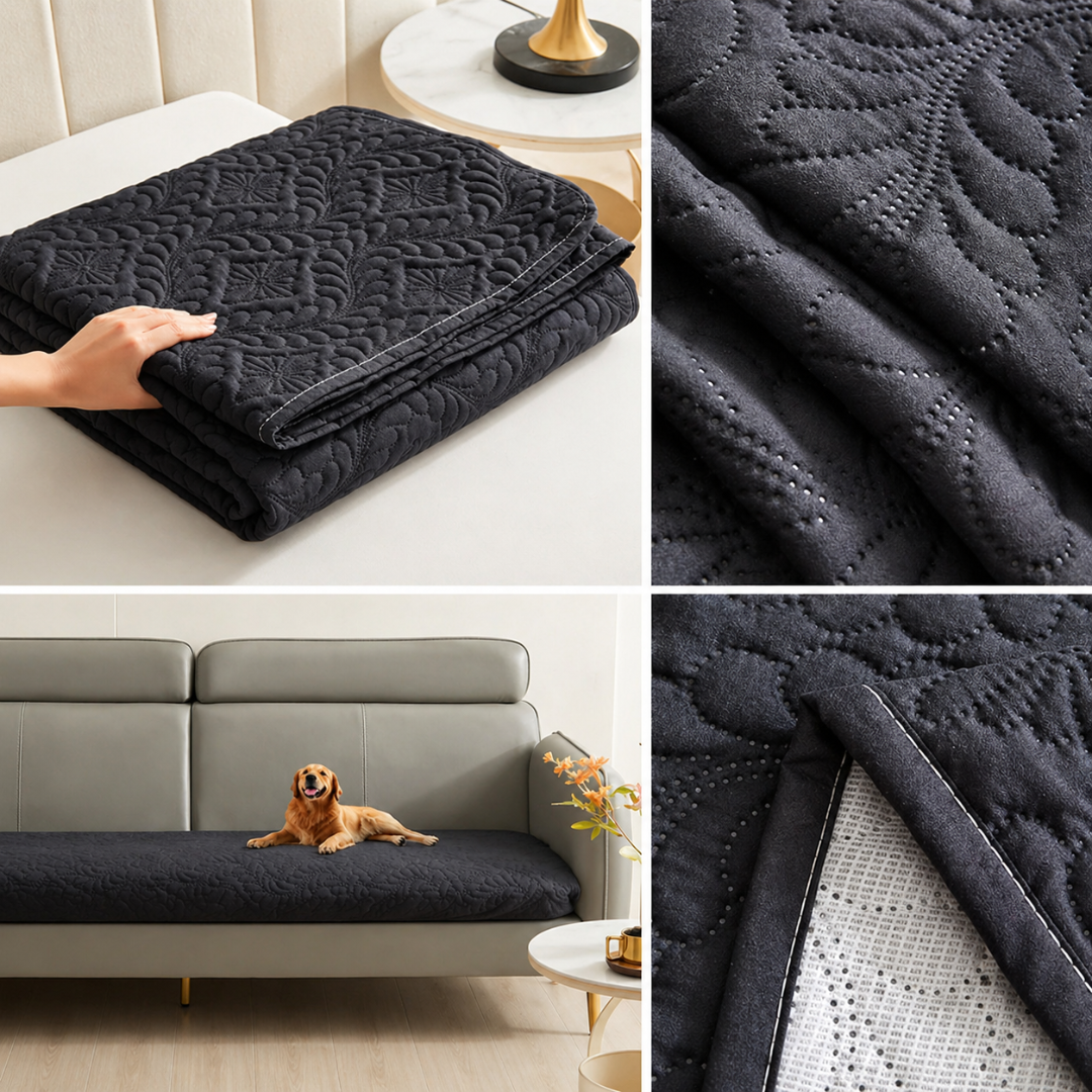 Black Waterproof Pet Blanket Non-Slip Furniture Cover Mat for Dogs and Cats