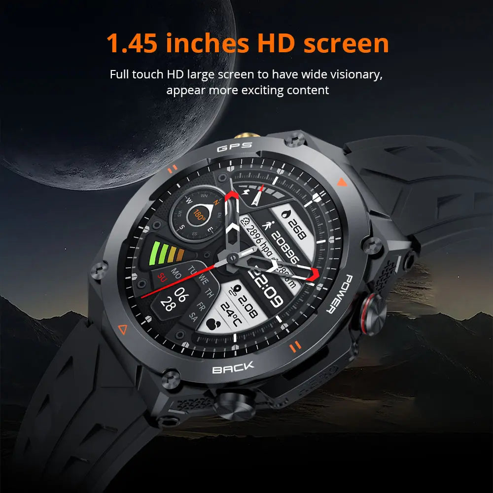 Waterproof GPS Fitness Smart Watch with Bluetooth Call and 650mAh Battery