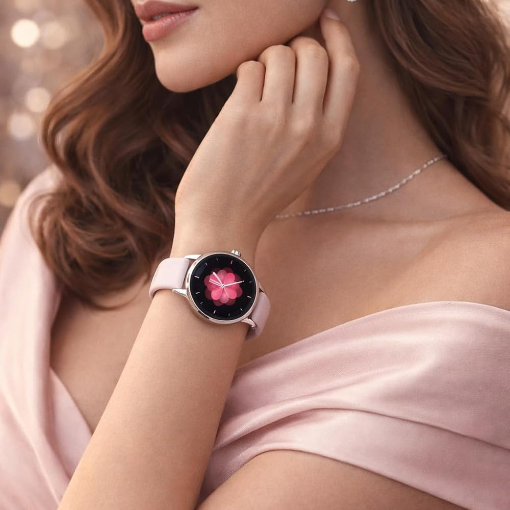 Pink AMOLED Smart Watch Bluetooth Calling IP68 Waterproof Multi Sport Fitness Tracker