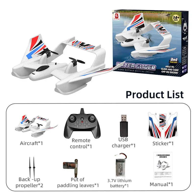 2CH Amphibious RC Plane Boat 2.4GHz Waterproof EPP Foam Remote Control Aircraft