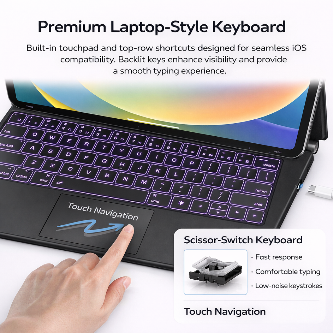 Wireless Keyboard Case with Trackpad for 13” iPad Air 7 (2025), 13” Air 6 (2024) & 12.9” Pro (2018–2022)