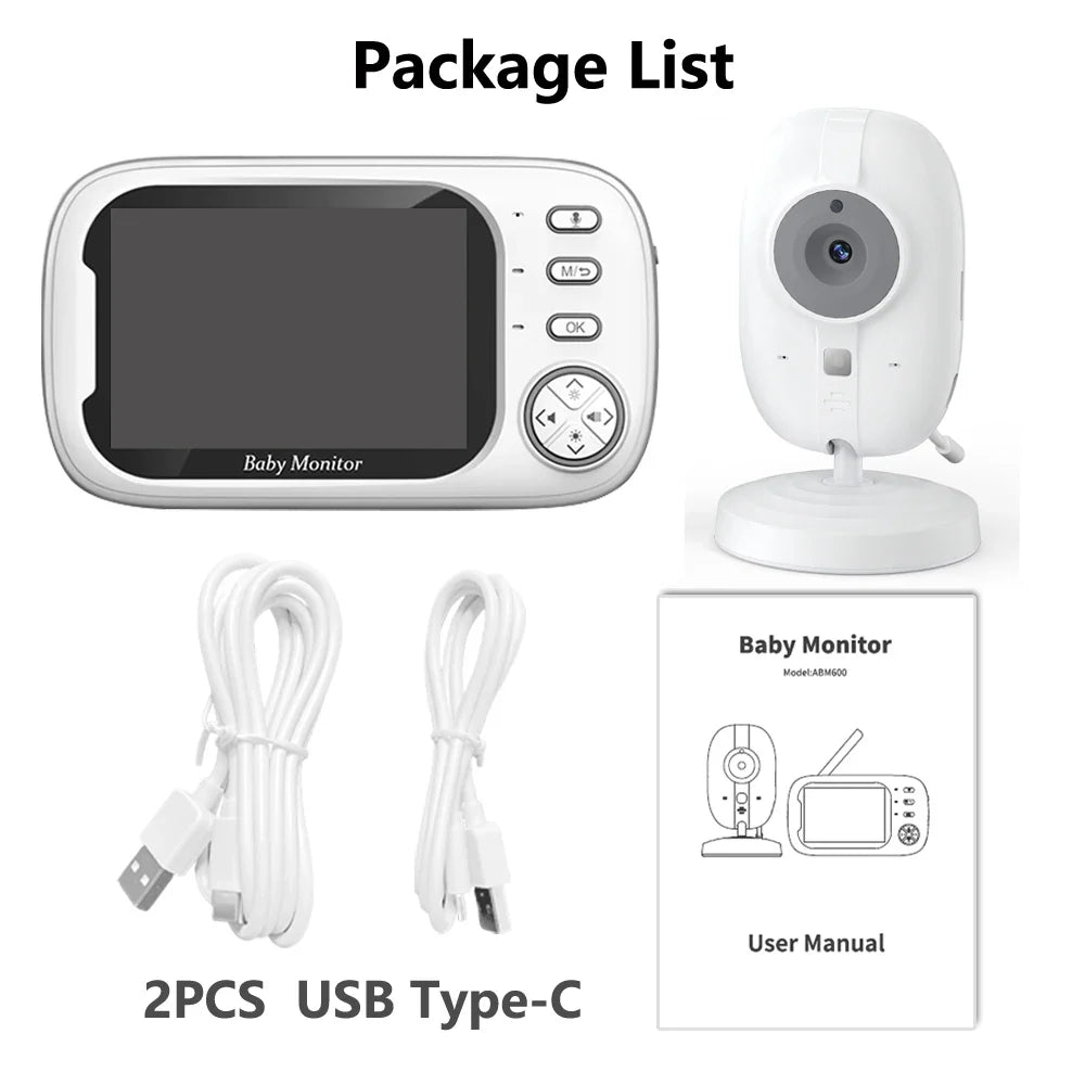 Wireless 3.5" Video Monitor with Two-Way Talk and Adjustable Camera Angle