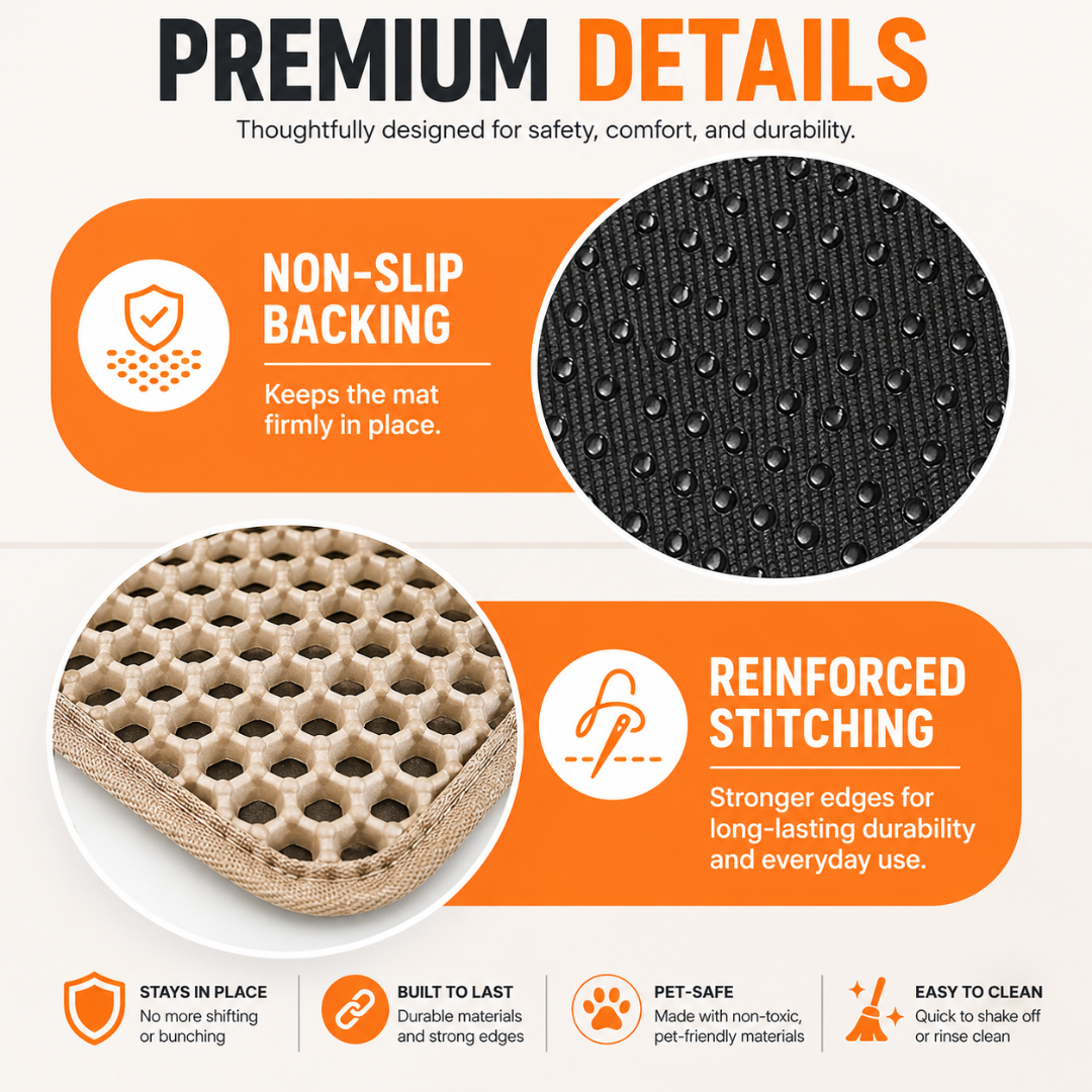 Khaki Litter Pad Waterproof Double Layer Non Slip Easy Clean Pet Mat