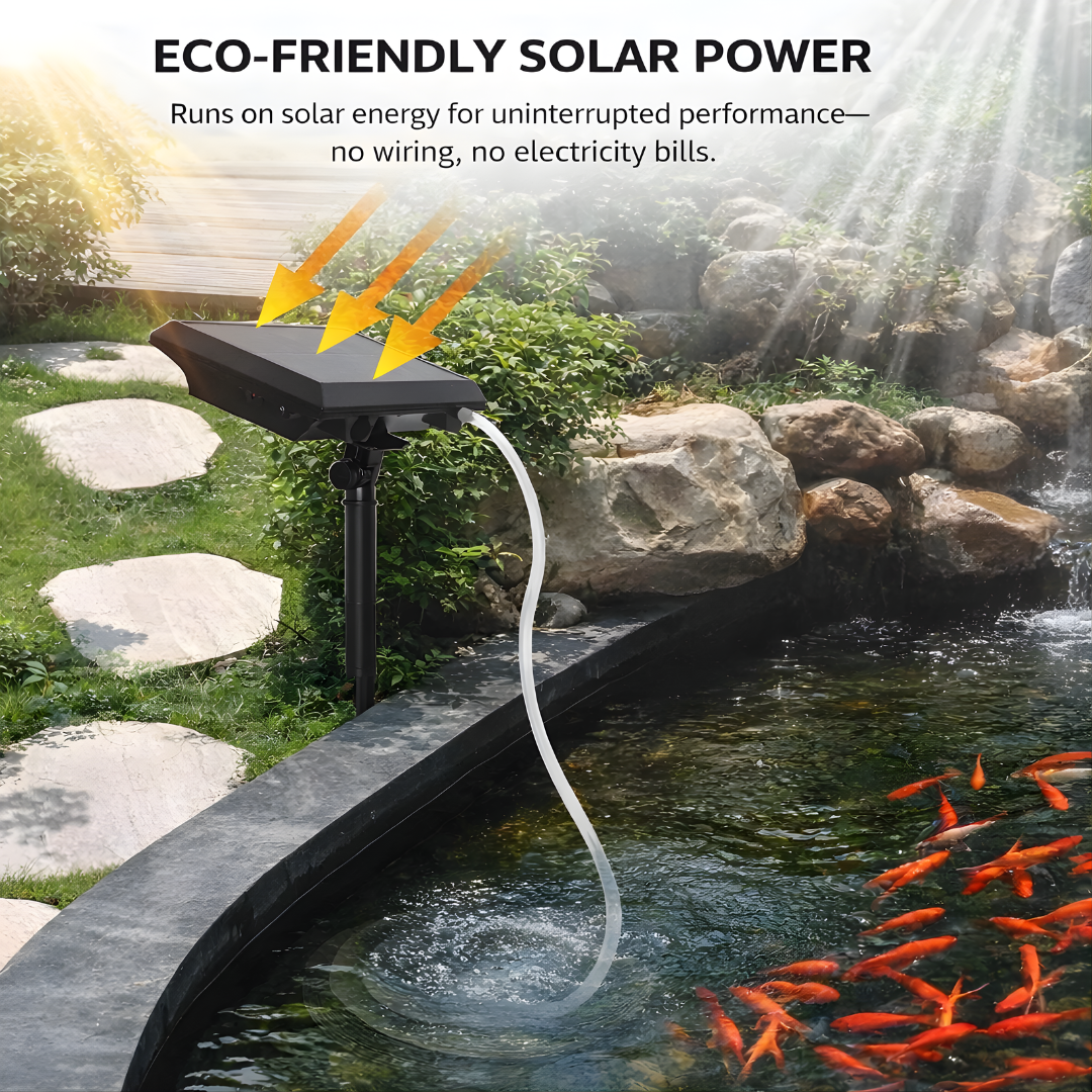 Solar Powered Aquarium Air Pump Portable Oxygen Pump with Air Stones
