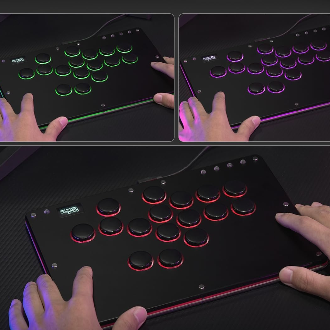 16 Key Leverless Arcade Controller Mechanical Gaming Keypad RGB USB for PC Console