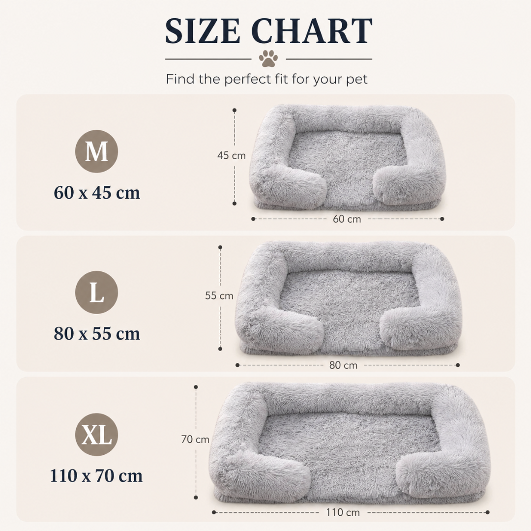 Light Grey Plush Pet Sofa Bed Square Cushion Removable Mat for Cats and Dogs