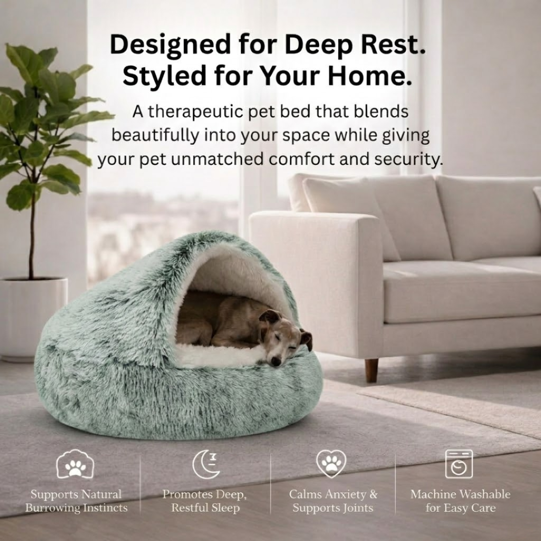 Green Plush Round Pet Cushion Foldable Cat Nest Bed for Cats and Small Dogs