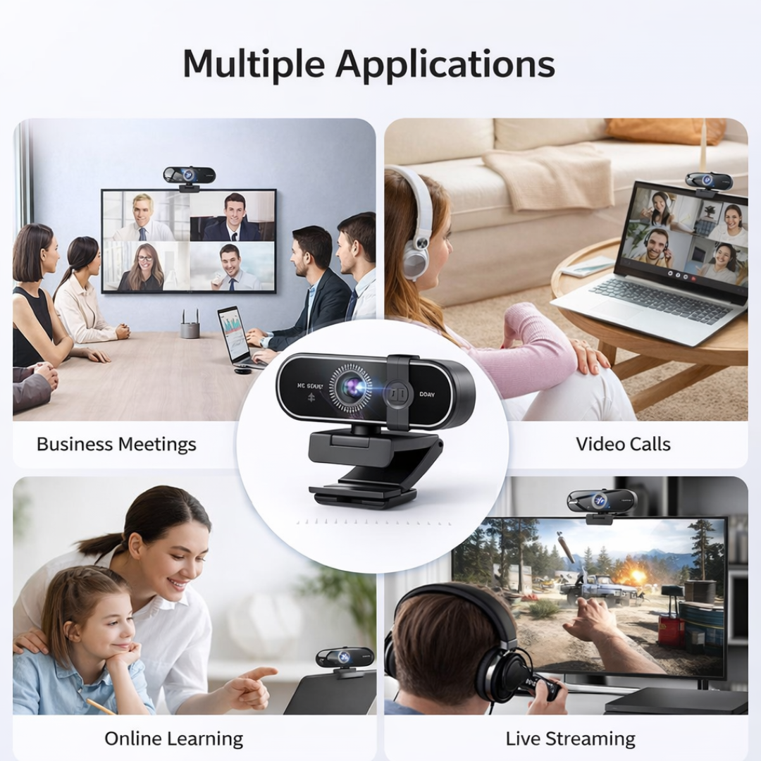 4K Webcam with Microphone Auto Zoom USB Plug and Play with Remote Control Privacy Cover for PC Laptop
