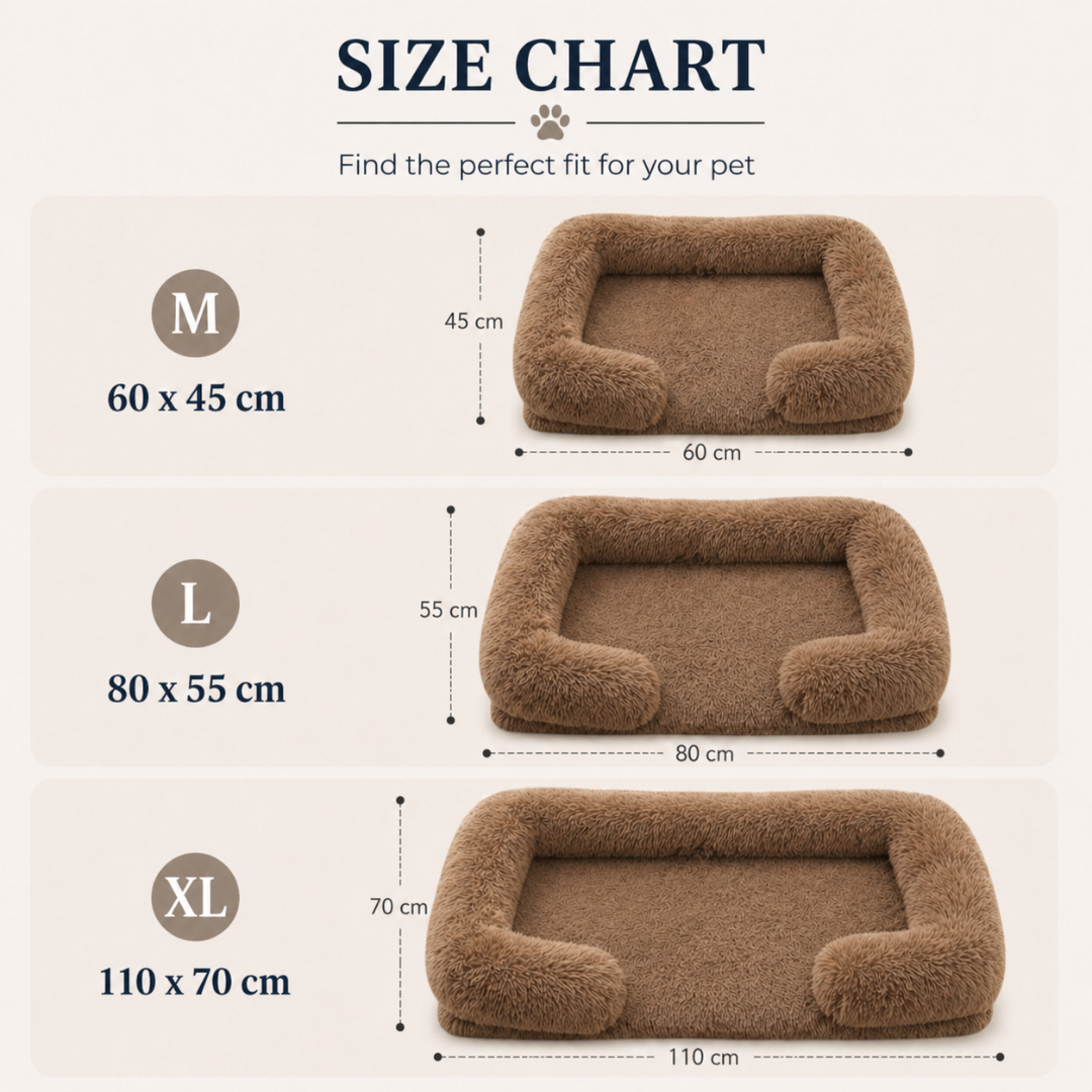 Khaki Square Pet Cushion Bed Thick Plush Sofa Style Mat for Indoor Cats and Dogs