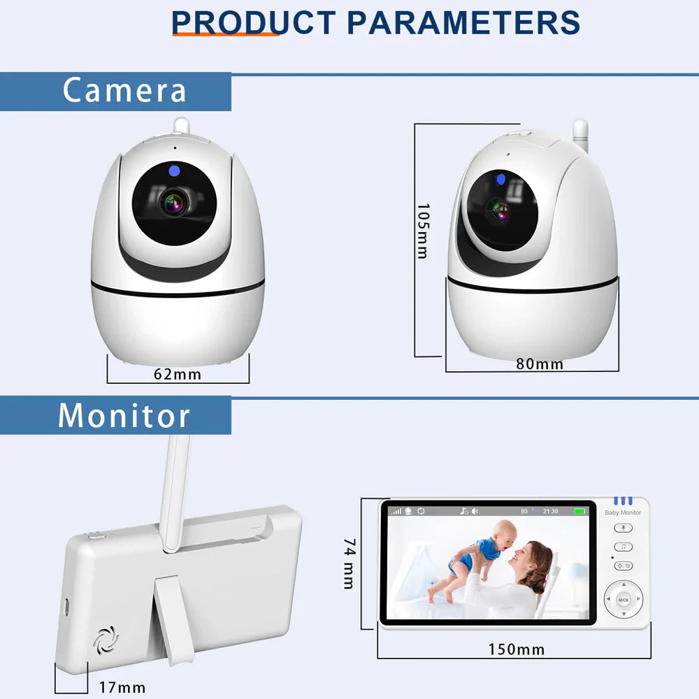 5" Indoor Video Monitoring Camera with PTZ, 4X Zoom, 2-Way Audio and Temperature Sensor