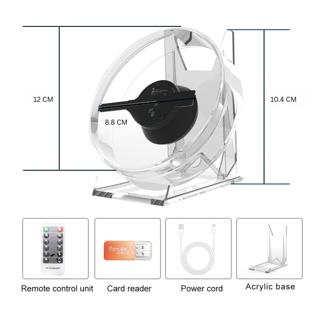 3D Hologram LED Display Fan Desktop Advertising Machine with Remote Control Stand
