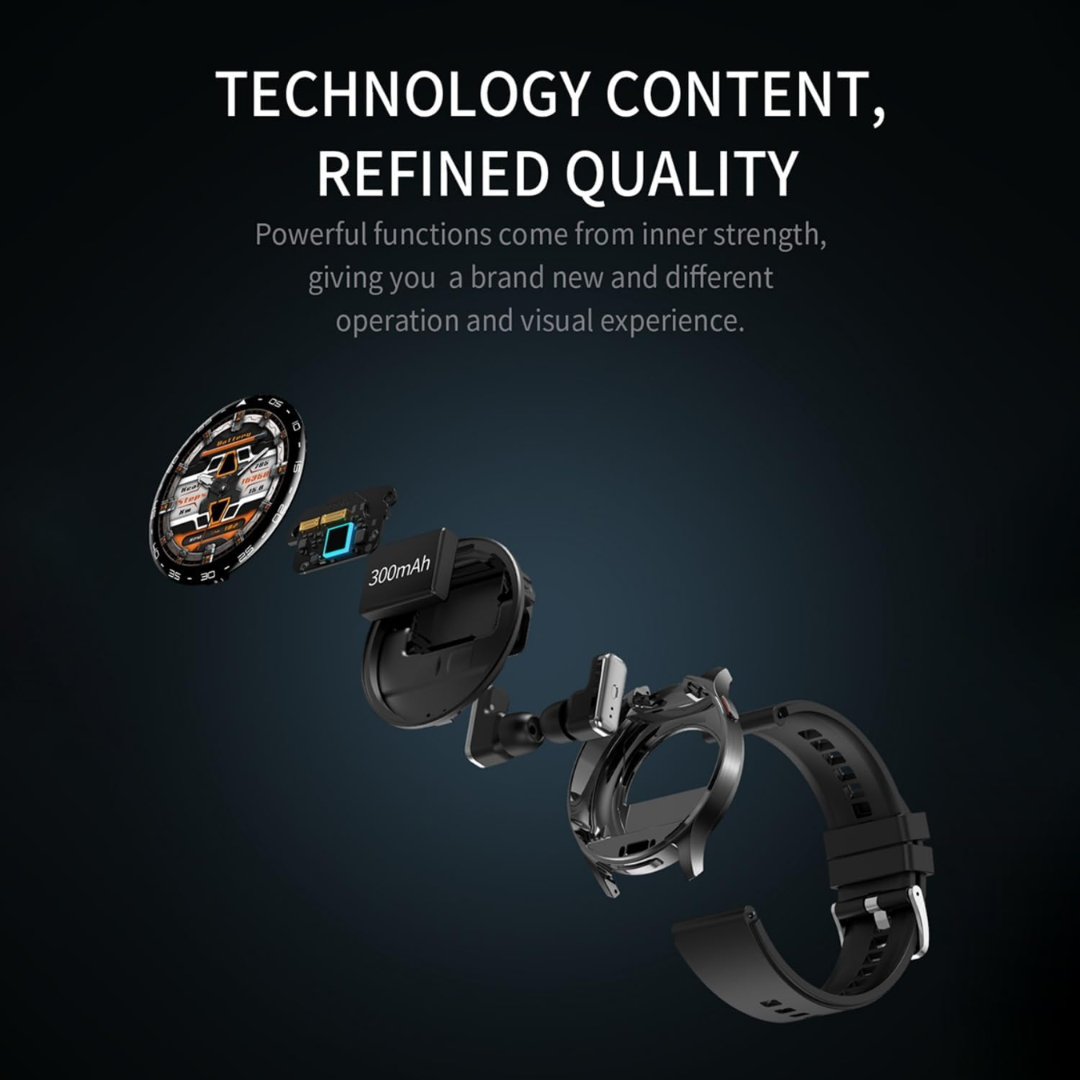 2-in-1 Smartwatch with Wireless Earbuds 1.39" Bluetooth Fitness Tracker Call Music Waterproof