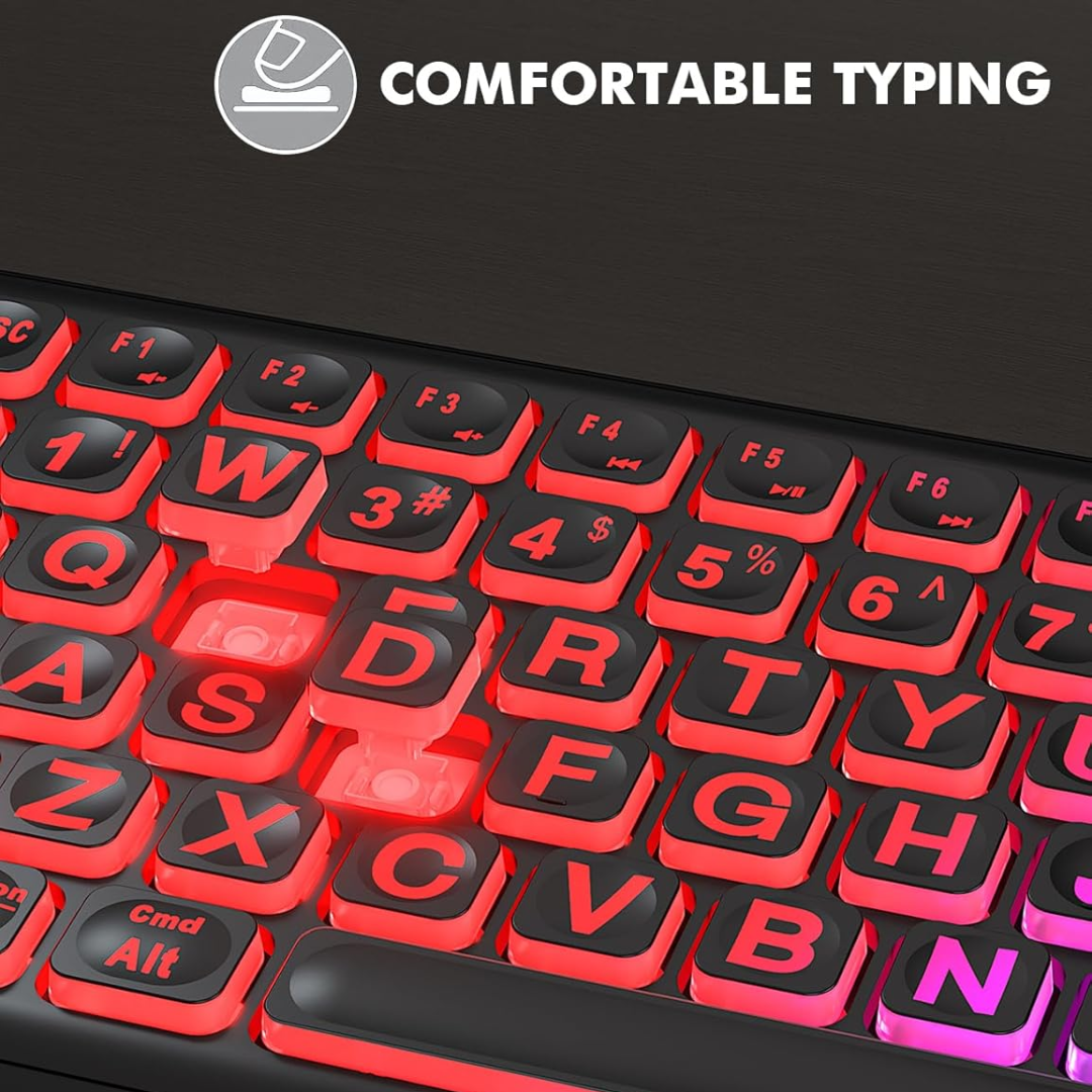 Rechargeable Wireless Keyboard Mouse Combo RGB Backlit Full Size Ergonomic 2.4G USB