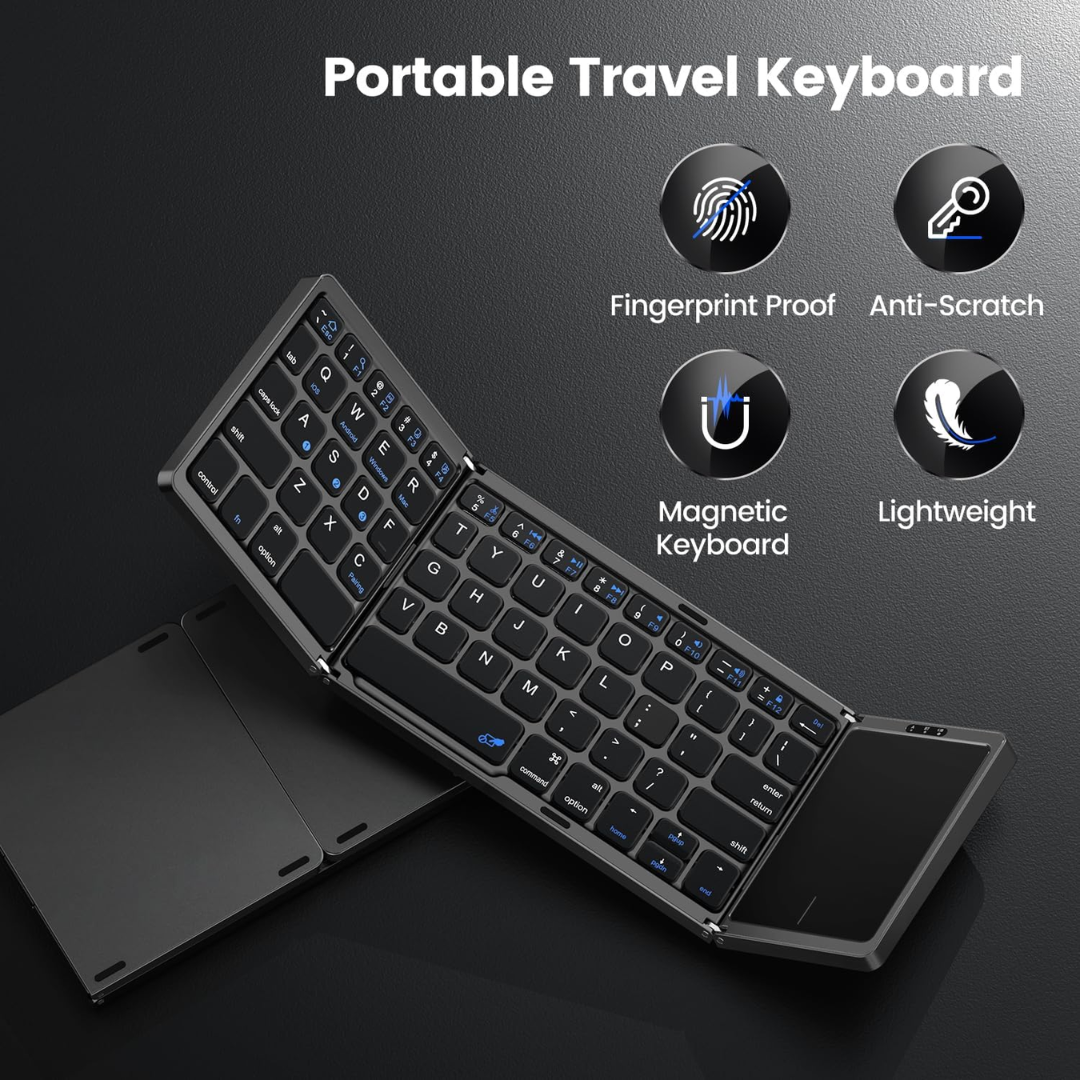 Mini Foldable Bluetooth Keyboard with Touchpad Portable Wireless Keyboard for Tablet Phone Laptop