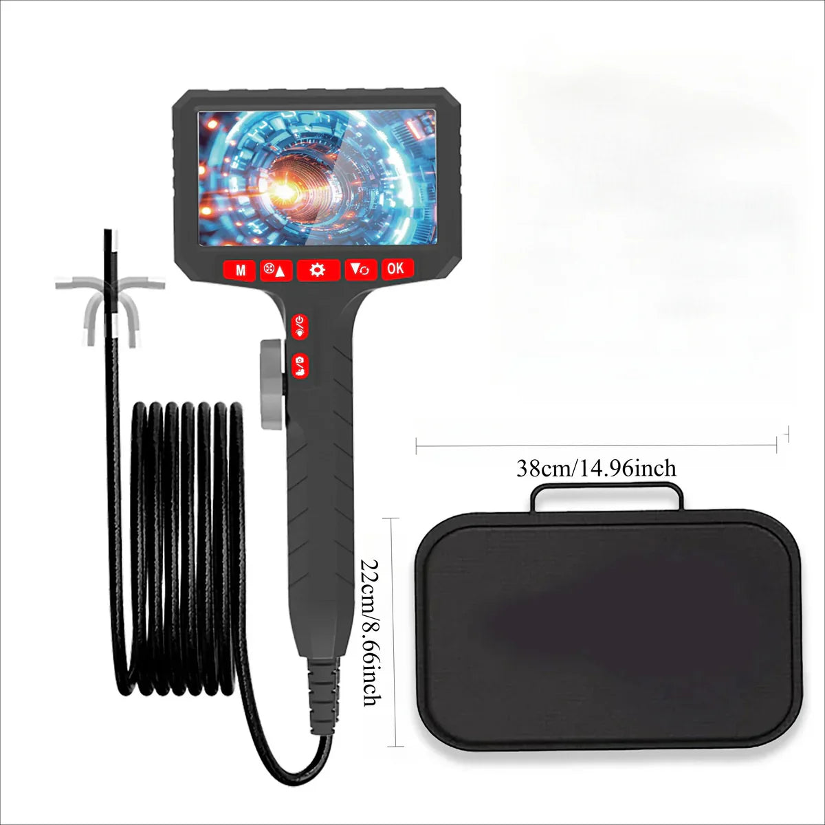 3.9mm Industrial Endoscope Inspection Camera with 5 Inch IPS Display and Rotary Probe