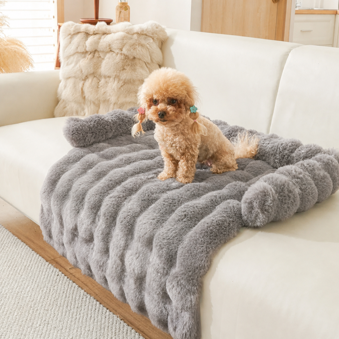 Grey Pet Cushion Mat Soft Plush Pad for Cats and Small to Medium Dogs Indoor Use