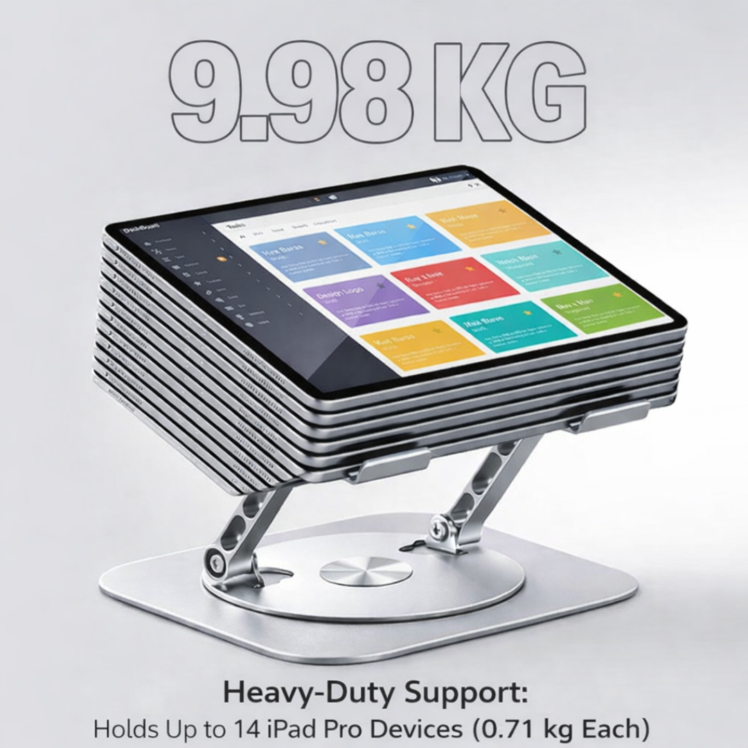 Foldable Aluminum Laptop Stand 360 Rotation Cooling Fan Adjustable Anti Slip Stand for 7–17 Inch